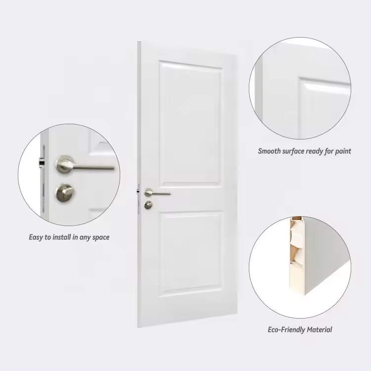 Panel Hdf Mdf Molde Hollow Core White Primer Interior Doors 6 Panel Toilet Door Bathroom Flush Wooden Glass Door