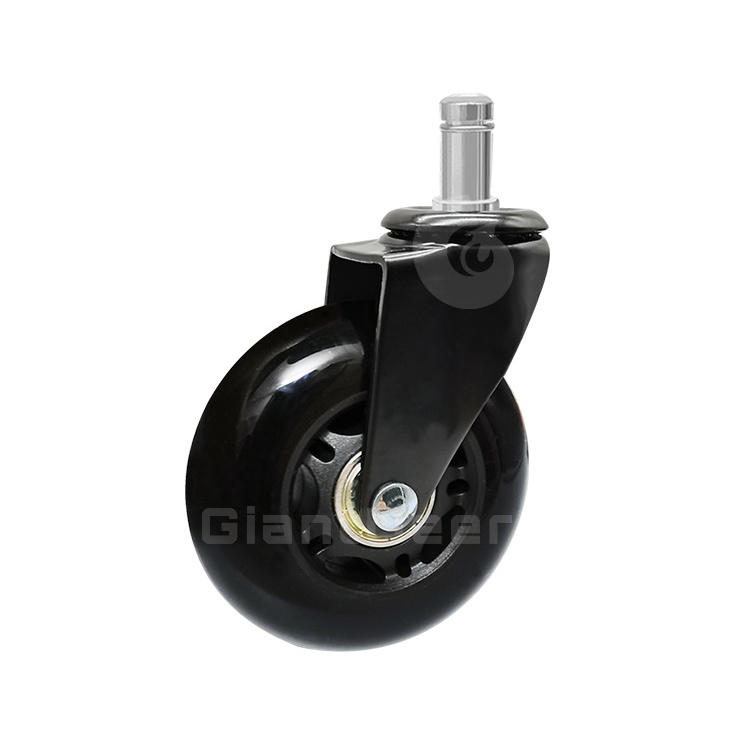 New Design 50mm 63mm 75mm Swivel Black Transparent PU Caster Wheel For Office Chair