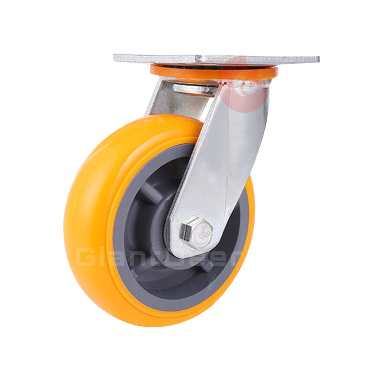 High Quality Heavy Duty 4'' 5'' 6'' 8'' Fixed Orange Polyurethane Castor Caster Wheel