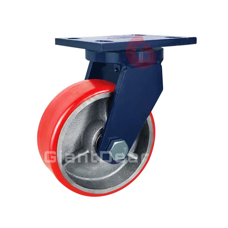 100mm 125mm 150mm 200mm 250mm 300mm Iron Core PU Casters Position Lock Super Heavy Duty Caster Wheel