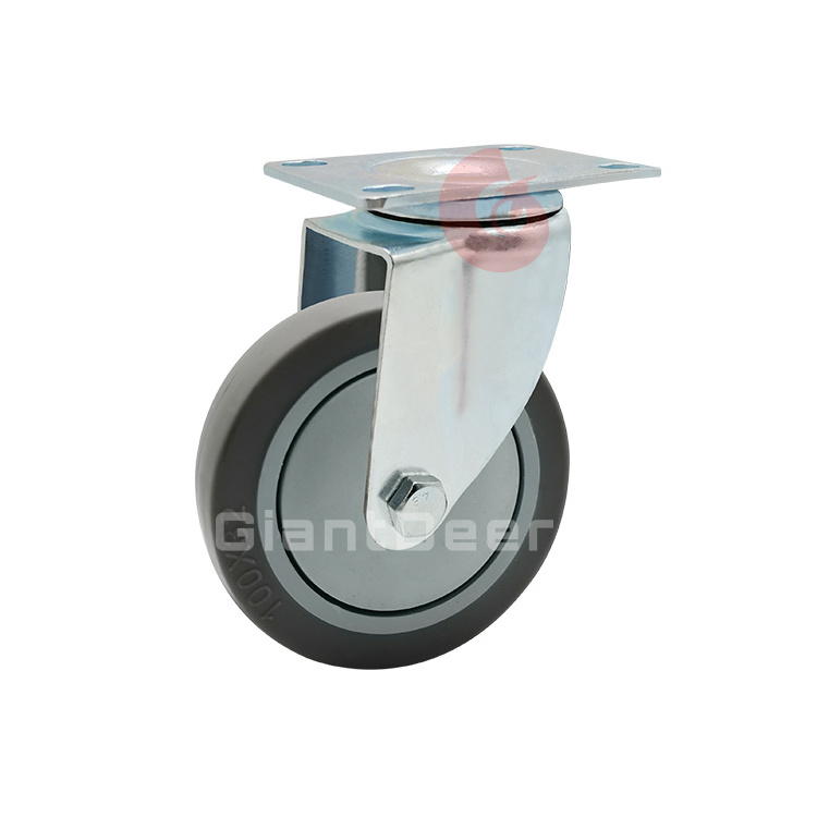 China Manufacturer Medium Duty 3'' 4'' 5'' Locking Silent Grey Tpr Caster With Brake