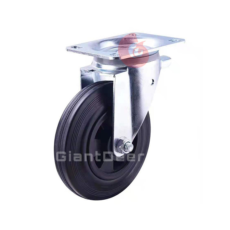 Cheap Factory Price Heavy Duty 160mm 200mm European Style Swivel Rubber Trash Bin Caster Wheel