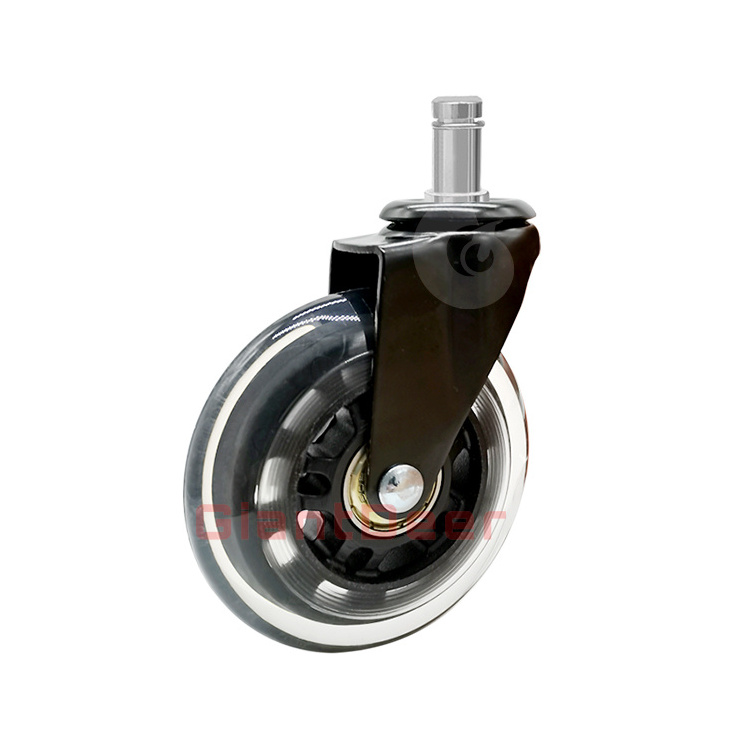 New Design 50mm 63mm 75mm Swivel Black Transparent PU Caster Wheel For Office Chair