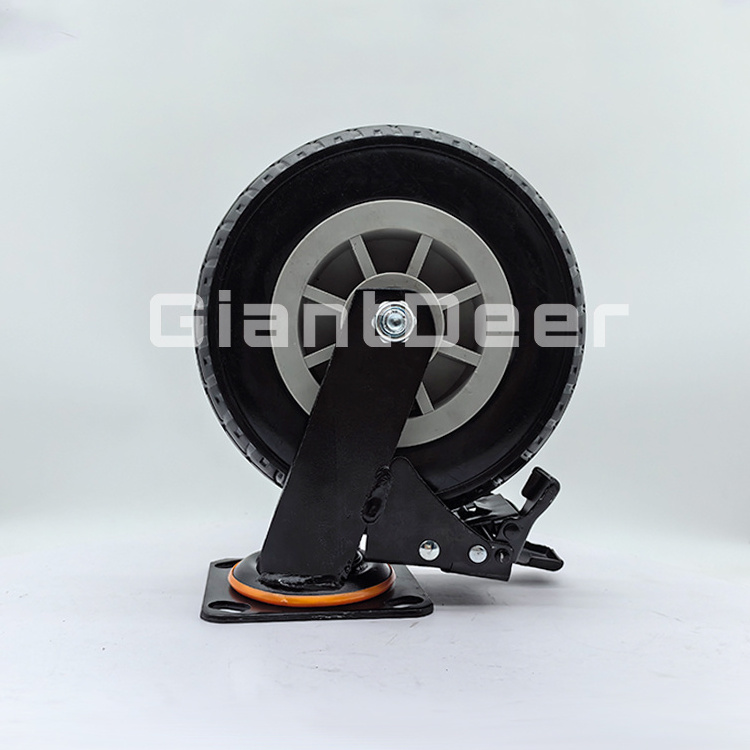 100mm 125mm 150mm 200mm Heavy Duty Black Rubber Swivel Plate Brake Castor Casters Wheel