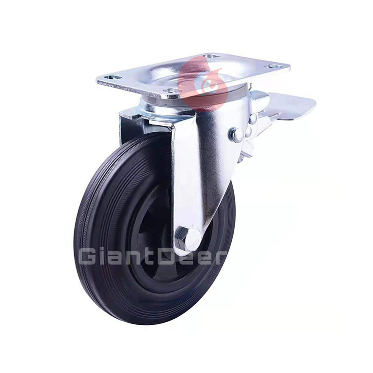 Cheap Factory Price Heavy Duty 160mm 200mm European Style Swivel Rubber Trash Bin Caster Wheel