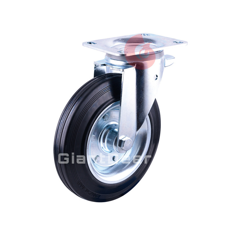 Cheap Factory Price Heavy Duty 160mm 200mm European Style Swivel Rubber Trash Bin Caster Wheel