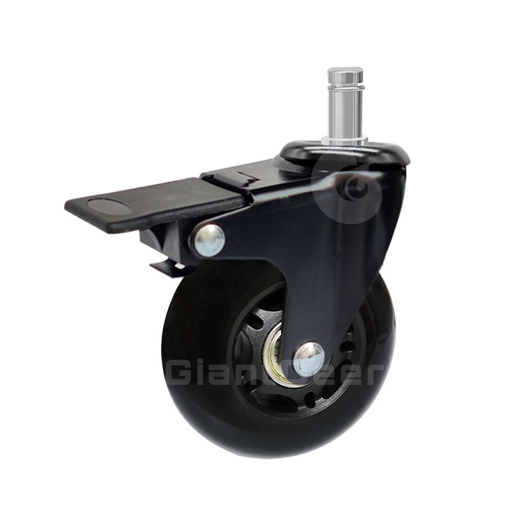 New Design 50mm 63mm 75mm Swivel Black Transparent PU Caster Wheel For Office Chair