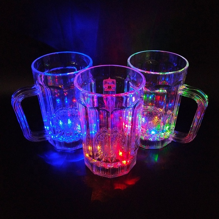 18 oz LED light up Beer Mug 500ml LED Lighting Cup LED plastic glasses liquid activated LED flashing cup