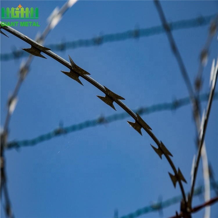 Sustainable Galvanized BTO-22 Concertina Razor Barbed Wire Fence 5mm Steel Security Fence Per Roll South Africa