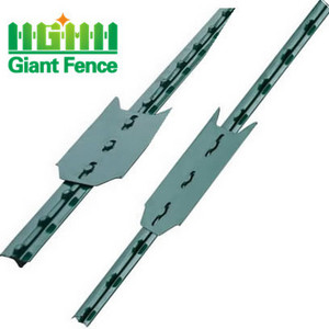 Customized Easily Assembled 6ft 1.25lbs/ft American Studded Green Painted Steel Metal Poles Type T