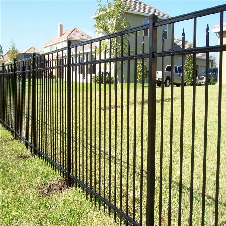 Waterproof Black Wrought Iron Panels Home Garden Decor Square Tubular Steel Fence Galvanized Welded Fencing Gate Hardware