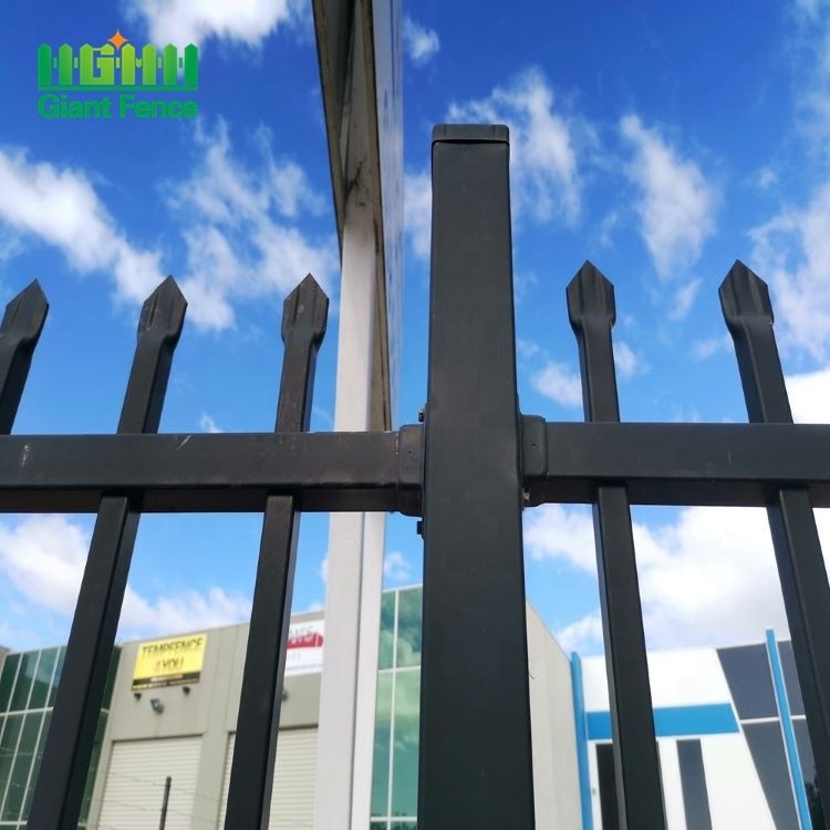 Waterproof Black Wrought Iron Panels Home Garden Decor Square Tubular Steel Fence Galvanized Welded Fencing Gate Hardware