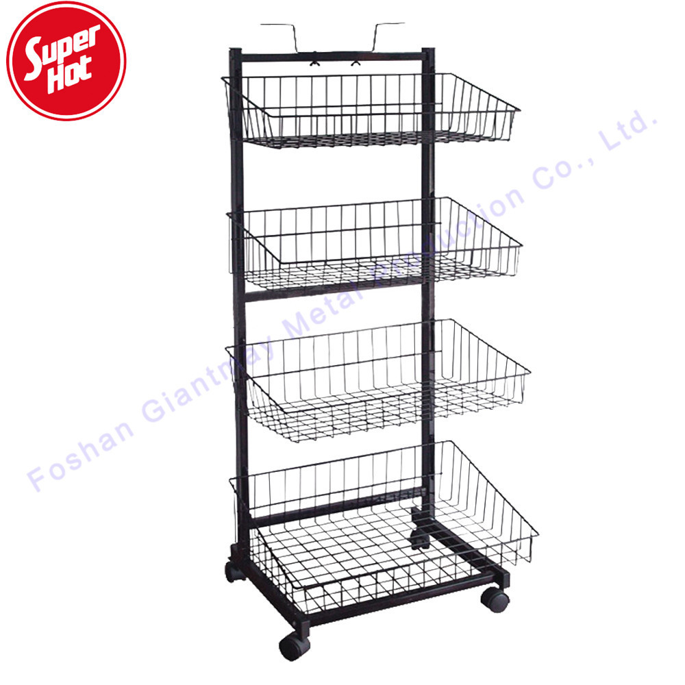 Giantmay Retail Metal Potato Chip Floor Shelf Biscuits Snack Wire Basket Stand Food Display Rack