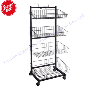 Giantmay Retail Metal Potato Chip Floor Shelf Biscuits Snack Wire Basket Stand Food Display Rack