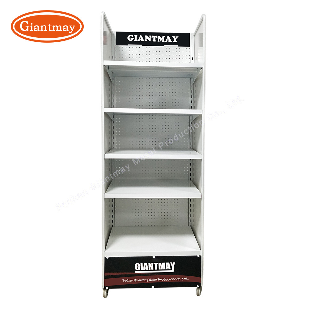 Hot Metal Pegboard Display Rack 4 Floor Hardware Standing Shelf