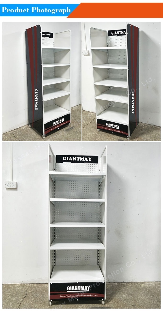 Hot Metal Pegboard Display Rack 4 Floor Hardware Standing Shelf