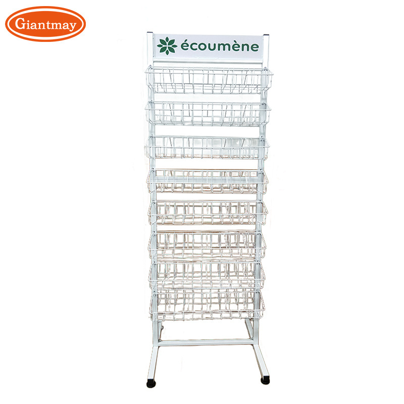 8 Layers wire mesh stand free standing metal basket display stand wire shelving