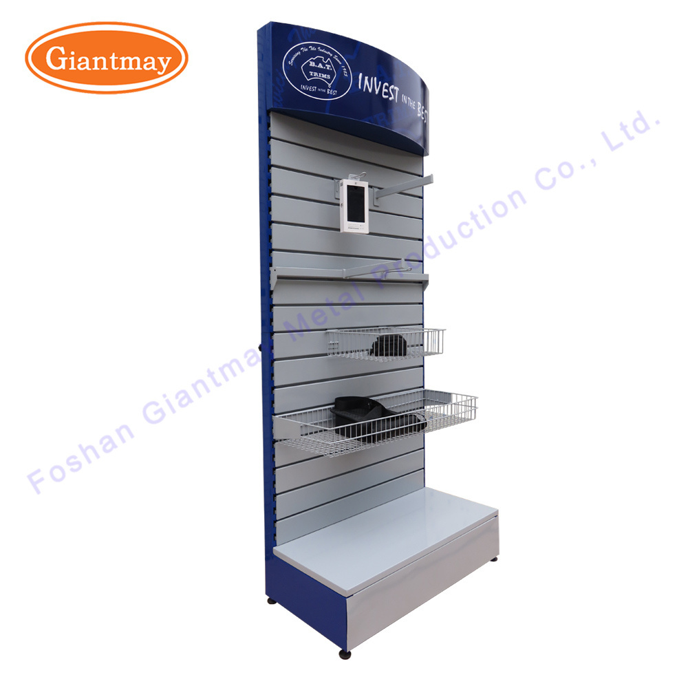 for hanging hardware tool shop exhibition metal slatwall floor display stand shelf