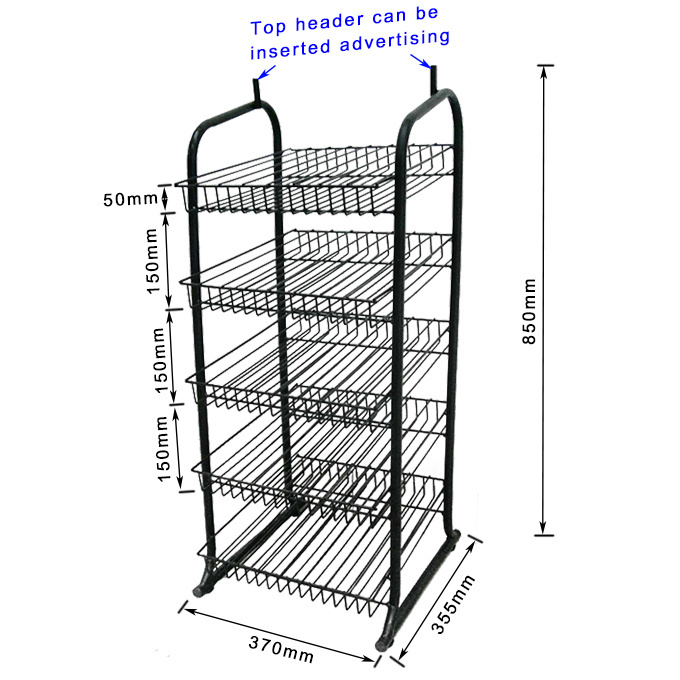 5 Tiers polish store display holder rack Metal wire shelves Nail polish display stand with advertisement