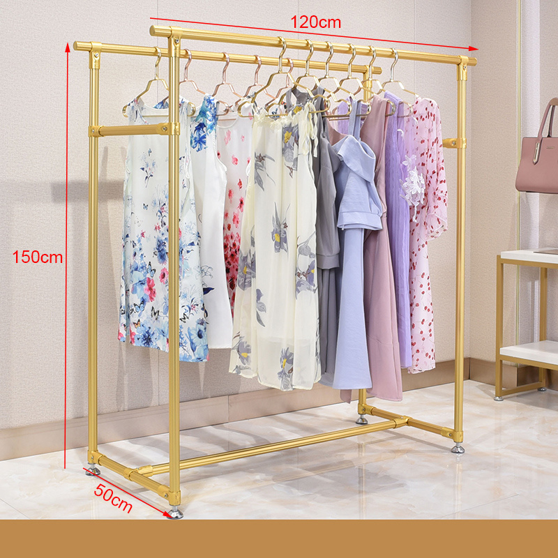 New Arrival Boutique Double Way Free Standing Heavy Duty Metal Hanging Garment Clothes Rack for Retail