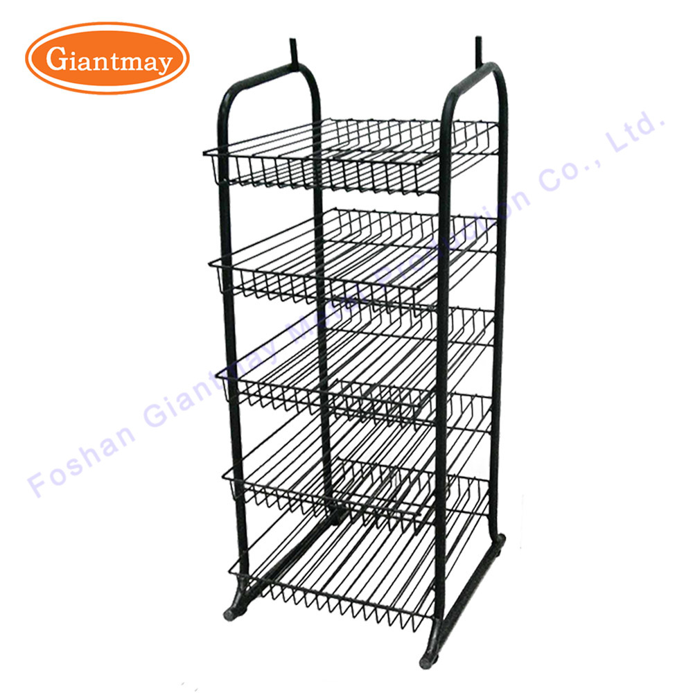 5 Tiers polish store display holder rack Metal wire shelves Nail polish display stand with advertisement