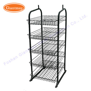 5 Tiers polish store display holder rack Metal wire shelves Nail polish display stand with advertisement