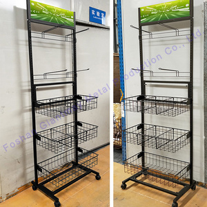 Metal mesh wire basket shelf hanging hook style display stand for brand sale-promotion