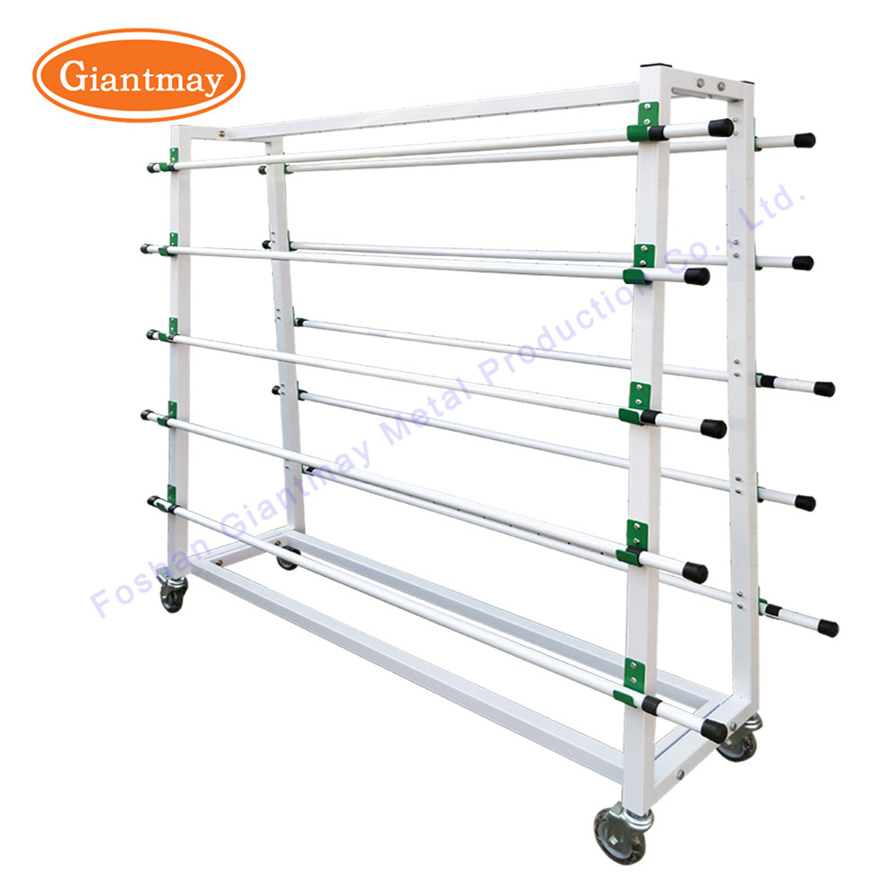 Retail rolling clothing fabric roll vinyl hanging product storage display rack