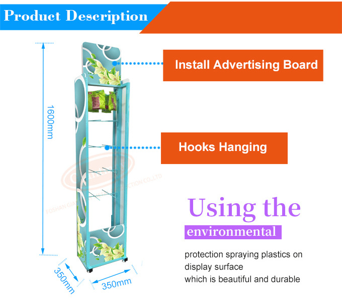 Professional Custom Pvc Foam Board Double-sided Floor standing metal Goods Retail Display Rack