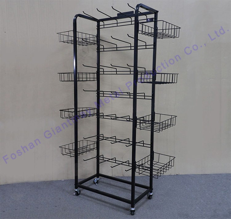 Giantmay Metal Production Wire Mesh  Metal Product Display Rack Stand Retail Candy Shop Rack Shelf with Basket