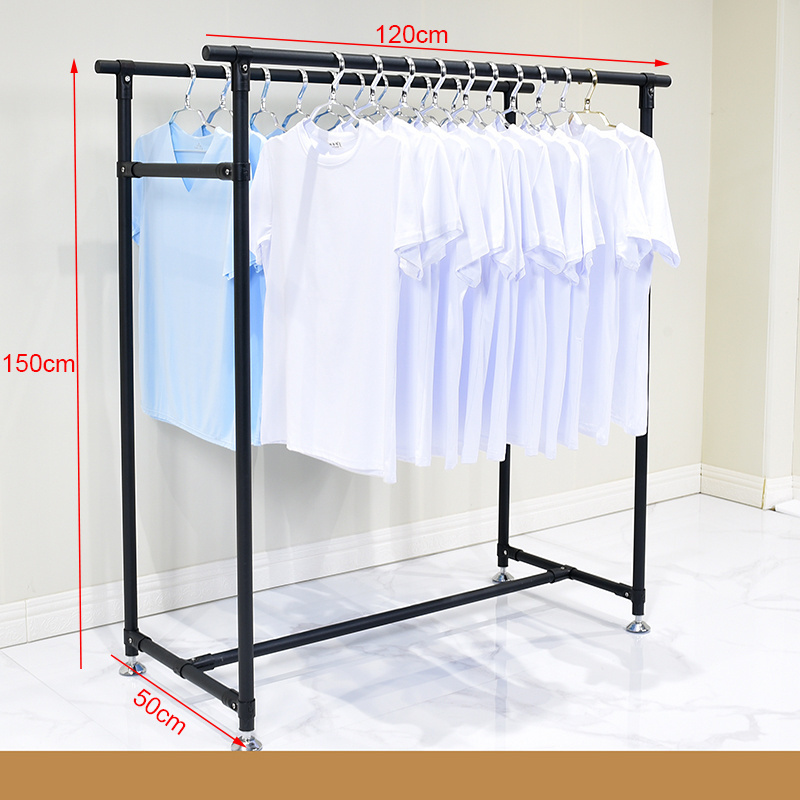 New Arrival Boutique Double Way Free Standing Heavy Duty Metal Hanging Garment Clothes Rack for Retail