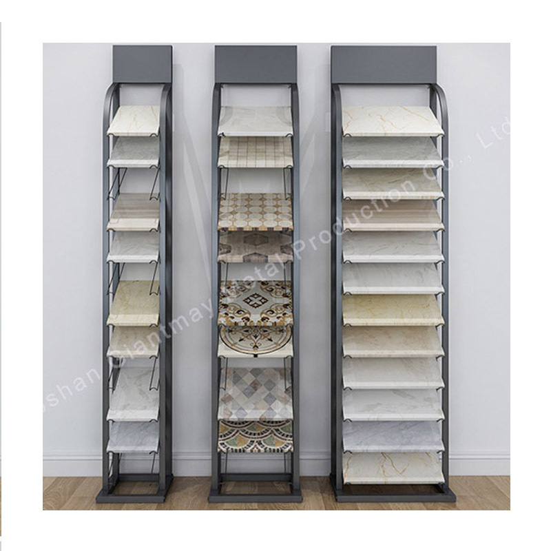 12 Layer Metal Ceramic Sample Showroom Floor Stand Shelf Stone Wooden Boards Panel Tile Display Rack