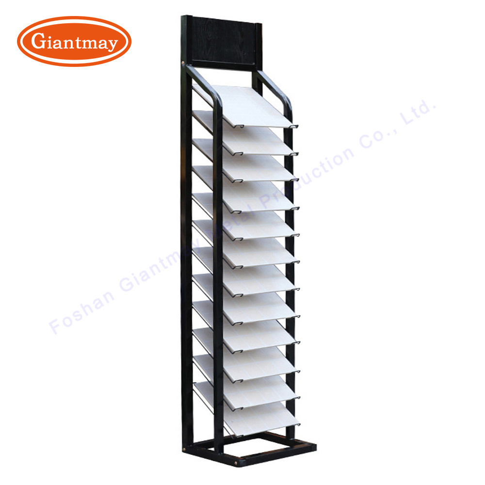 12 Layer Metal Ceramic Sample Showroom Floor Stand Shelf Stone Wooden Boards Panel Tile Display Rack