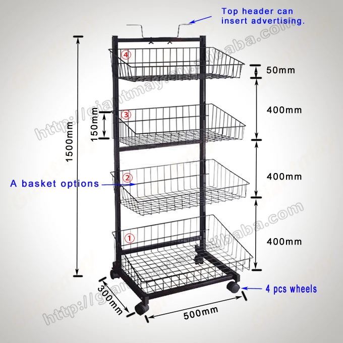 Giantmay Retail Metal Potato Chip Floor Shelf Biscuits Snack Wire Basket Stand Food Display Rack