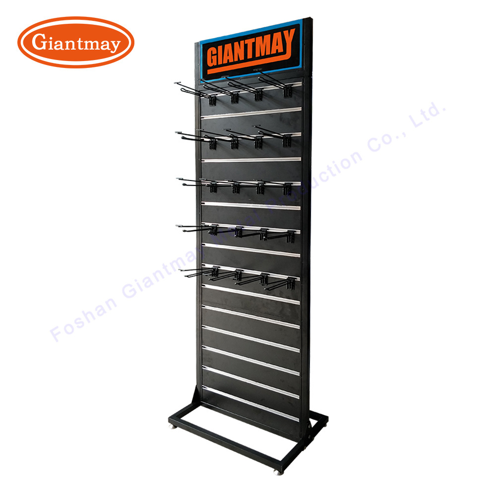 High quality metal cell phone case shop slatwall rack for retail store shelve mobile accessories display stand