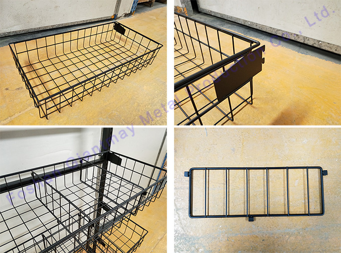 Metal mesh wire basket shelf hanging hook style display stand for brand sale-promotion