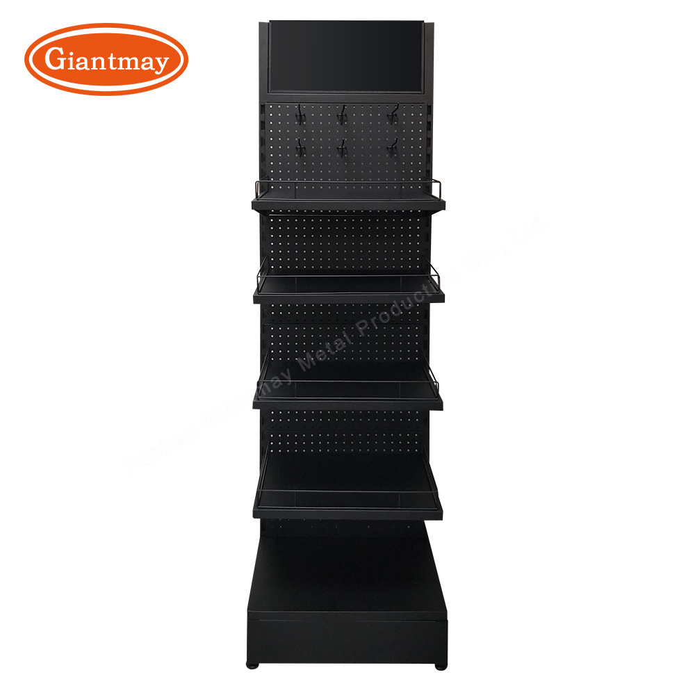 Custom Multipurpose Store Shop Metal Pegboard Accessories Display Rack Shelf Display Stand