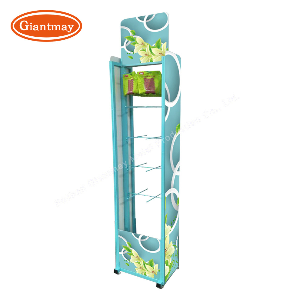 Professional Custom Pvc Foam Board Double-sided Floor standing metal Goods Retail Display Rack