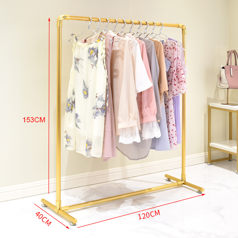 Giantmay Luxury Clothing Shop Stand Display Customized Clothes Rack Gold