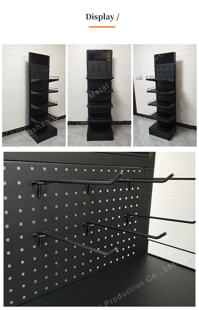 Custom Multipurpose Store Shop Metal Pegboard Accessories Display Rack Shelf Display Stand