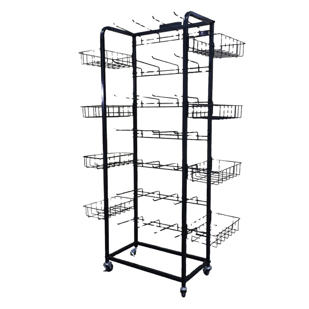 Giantmay Metal Production Wire Mesh  Metal Product Display Rack Stand Retail Candy Shop Rack Shelf with Basket