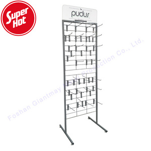 Free Standing Metal Production Grid Mesh Hanging Display Stand Metal Retail Floor Racks