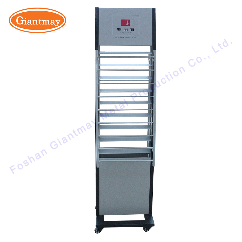 high quality double side metal porcelain tile display stands for showroom