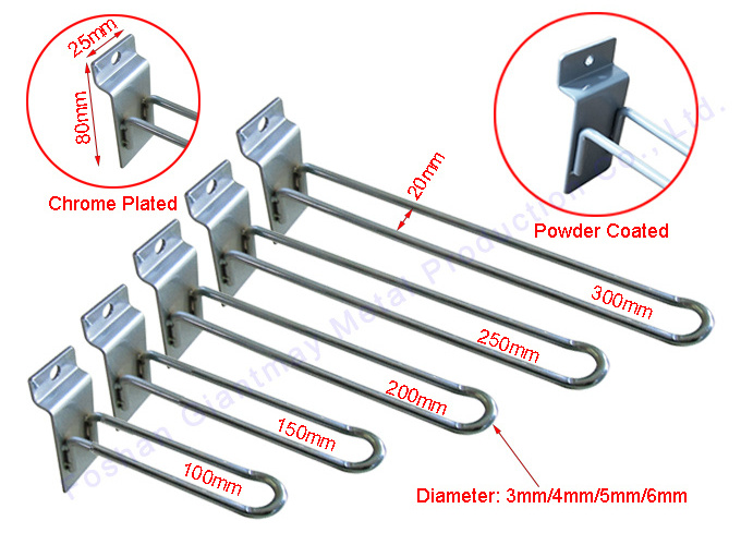 Customized Double Euro Slat Wall Accessories Supermarket Slatwall Display Hook