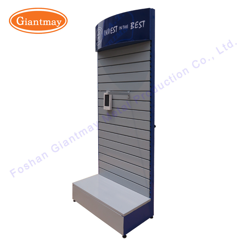 for hanging hardware tool shop exhibition metal slatwall floor display stand shelf