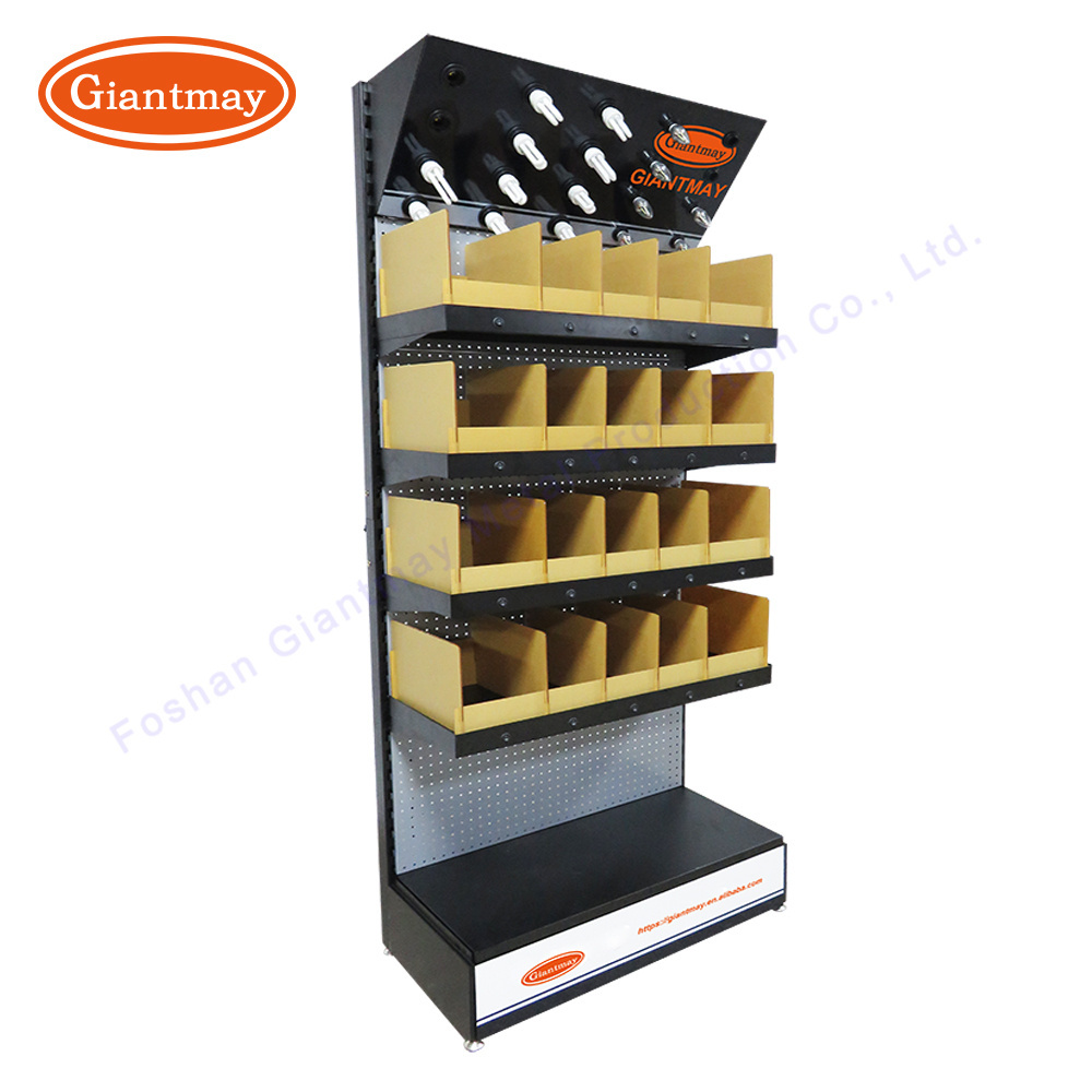 Floor Standing Metal Exhibitor Floor Standing Light Bulb Display Stand Rack