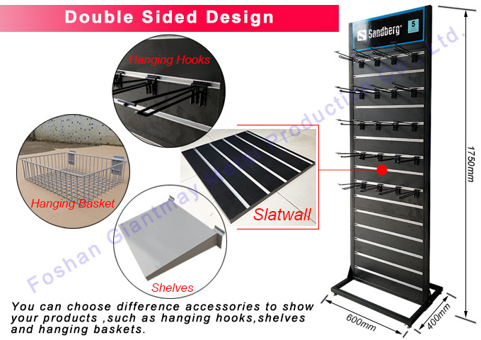 Retail Store Shop Floor Stand Freestanding Slat wall Display Rack