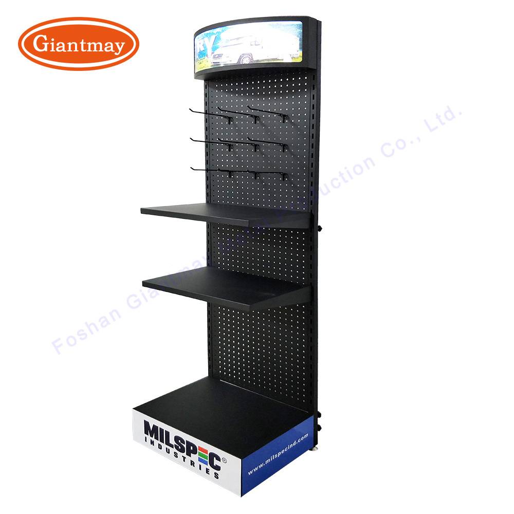 Giantmay Peg Board Shelves Perforated Rack with Hook Metal Floor Display Stand