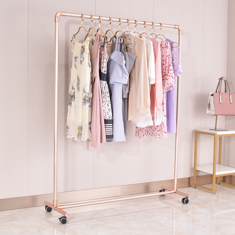 Giantmay Luxury Clothing Shop Stand Display Customized Clothes Rack Gold