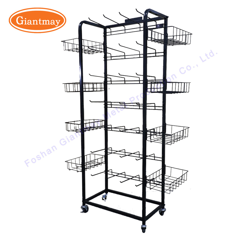 Giantmay Metal Production Wire Mesh  Metal Product Display Rack Stand Retail Candy Shop Rack Shelf with Basket